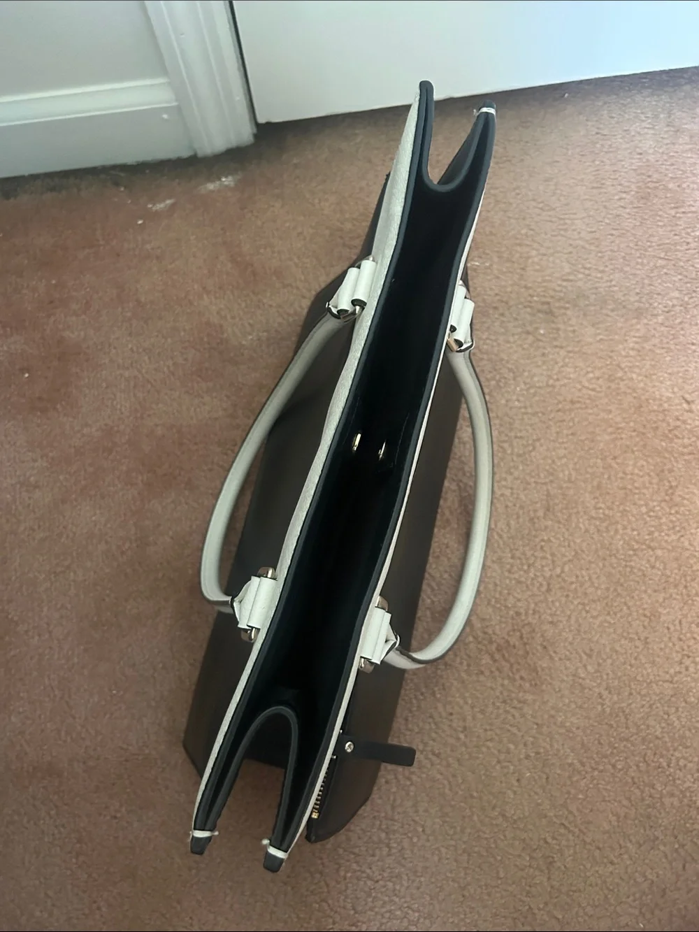 kate spade Black and White Two-Tone Structured Tote